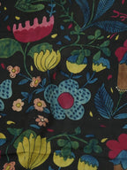 Black Pen Kalamkari Pure Silk Fabric ( 1 Mtr ) - Luxurion World