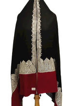 Black Semi Pashmina Tilla Work Shawl - Luxurion World