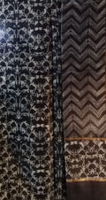 Black Shibori Cotton Silk Two Piece Unstitched Suit Set - Luxurion World