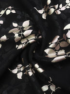 Black Trendy Foil Print Georgette Fabric (0.5 Mtr) - Luxurion World