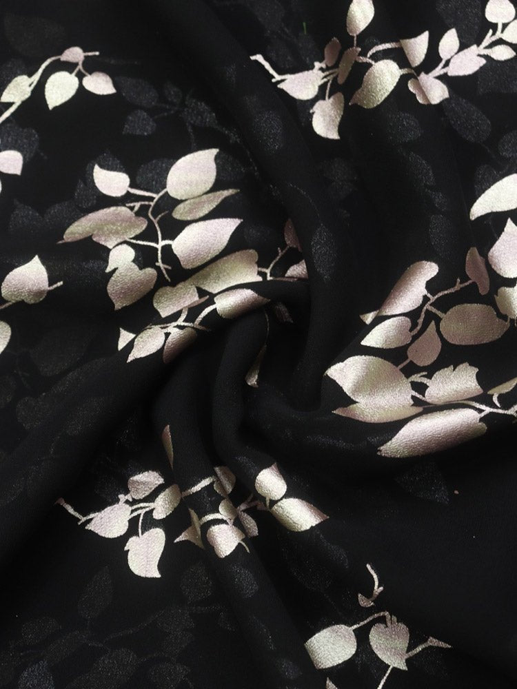 Black Trendy Foil Print Georgette Fabric (0.5 Mtr) - Luxurion World