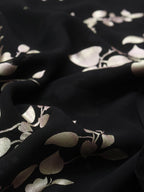 Black Trendy Foil Print Georgette Fabric (0.5 Mtr) - Luxurion World