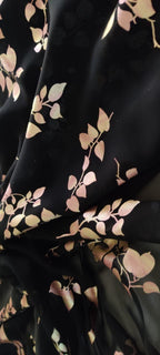 Black Trendy Foil Print Georgette Fabric (1 mtr) - Luxurion World