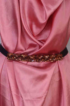 Stylish Black and Orange Rhinestone Elastic Belt for Women - Luxurion World