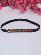 Stylish Black and Orange Rhinestone Elastic Belt for Women - Luxurion World