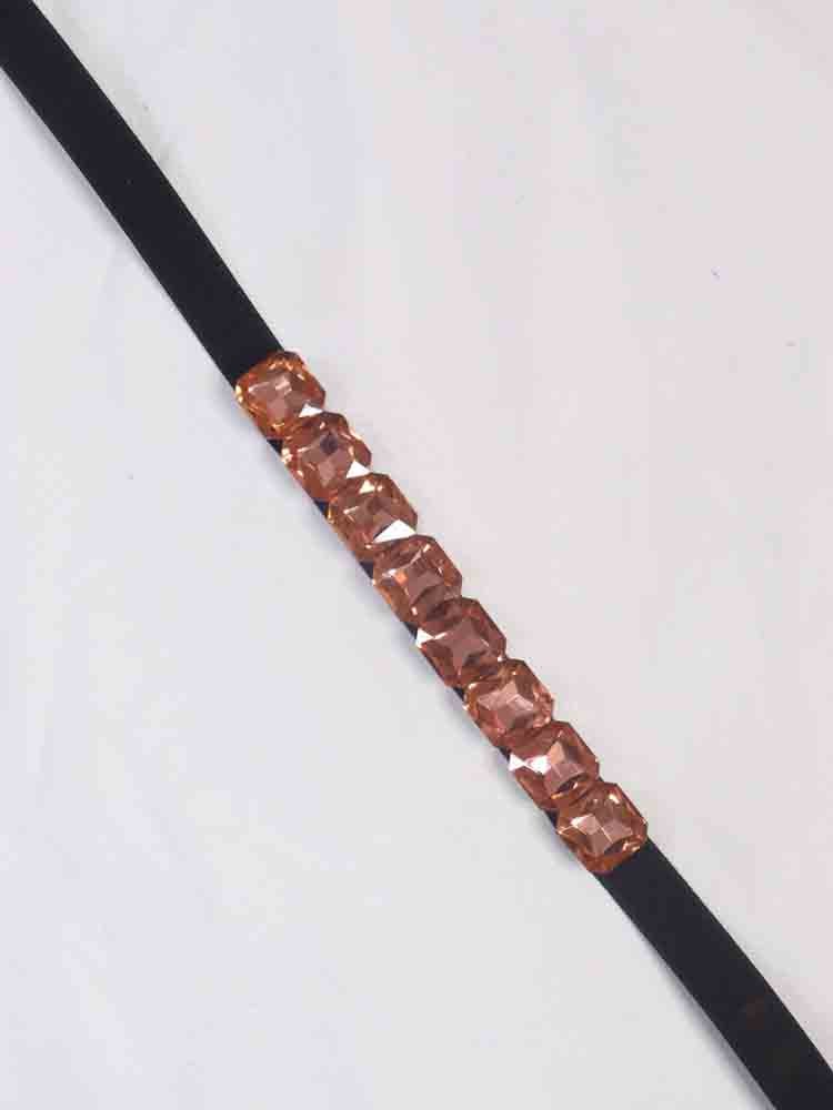 Stylish Black and Orange Rhinestone Elastic Belt for Women - Luxurion World