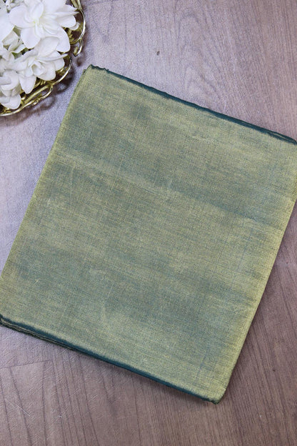 Blue And Golden Shot Color Chanderi Tissue Silk Fabric ( 1 Mtr ) - Luxurion World