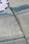 Blue And Golden Shot Color Chanderi Tissue Silk Fabric ( 1 Mtr ) - Luxurion World