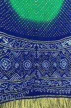 Blue And Green Bandhani Pure Gajji Silk Saree - Luxurion World