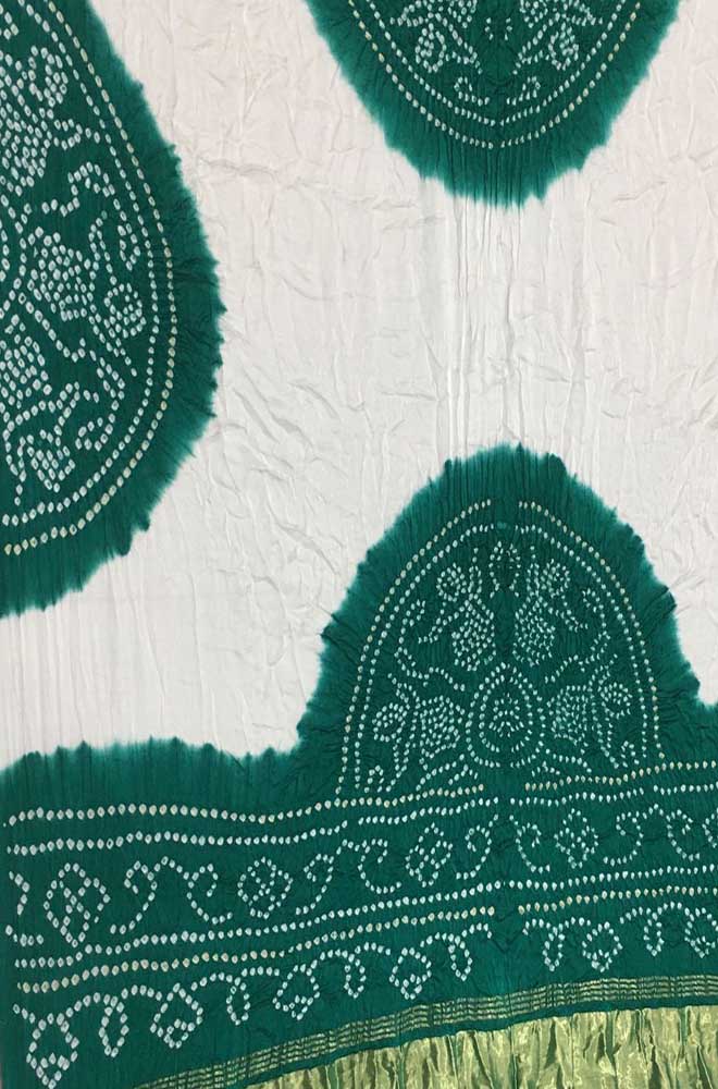 Blue And Off White Bandhani Pure Gajji Silk Dupatta - Luxurion World