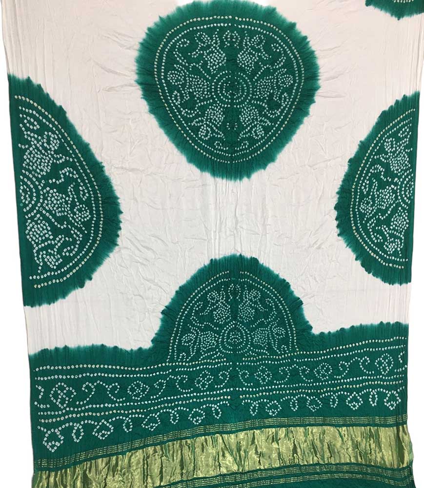 Blue And Off White Bandhani Pure Gajji Silk Dupatta - Luxurion World