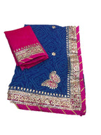 Blue And Pink Gota Patti Georgette Saree - Luxurion World
