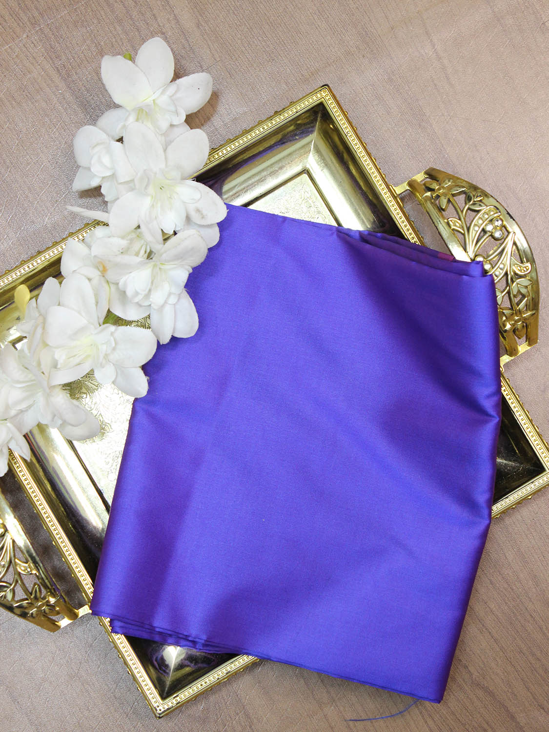 Blue And Purple Shot Banarasi Silk Three Piece Unstitched Suit Set - Luxurion World