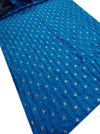 Blue Banarasi Bandhani Chiniya Silk Fabric ( 2.5 Mtr ) - Luxurion World