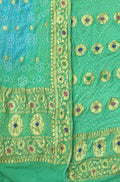 Blue Banarasi Bandhani Pure Georgette Three Piece Unstitched Suit Set - Luxurion World