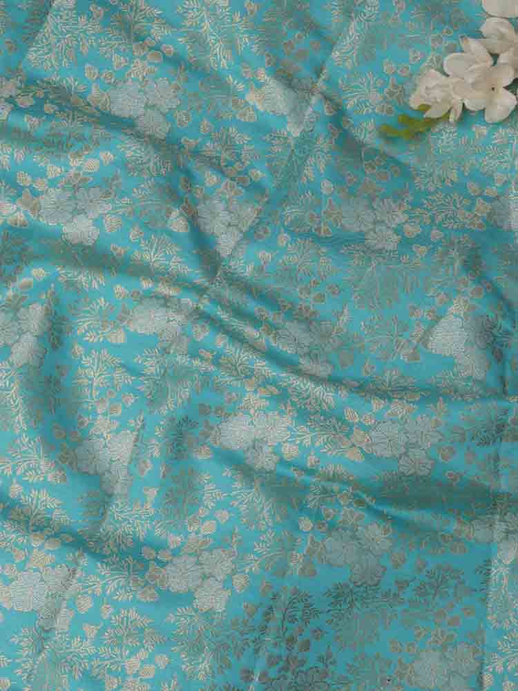 Blue Banarasi Brocade Silk Fabric (  1 Mtr )