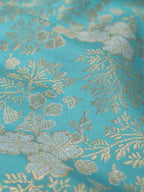 Blue Banarasi Brocade Silk Fabric (  1 Mtr ) - Luxurion World