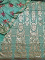 Blue Banarasi Chanderi Silk Unstitched Lehenga Set - Luxurion World