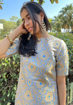 Blue Banarasi kim khwab kurti and pant - Luxurion World