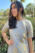 Blue Banarasi kim khwab kurti and pant - Luxurion World