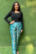 Blue Banarasi Kim Khwab Pant - Luxurion World
