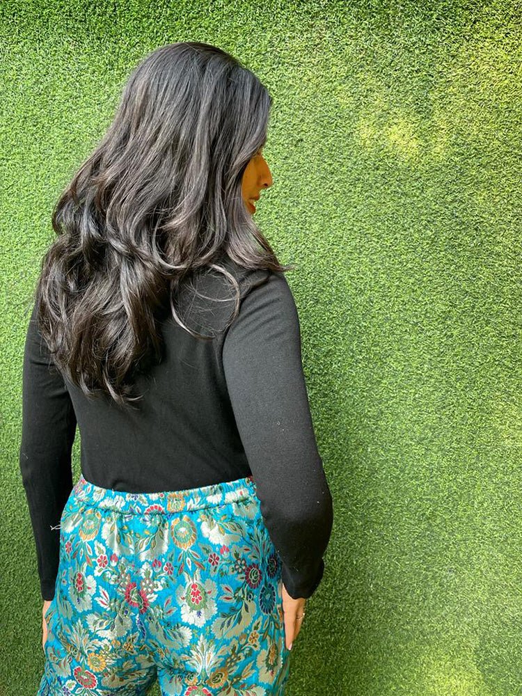 Blue Banarasi Kim Khwab Pant - Luxurion World
