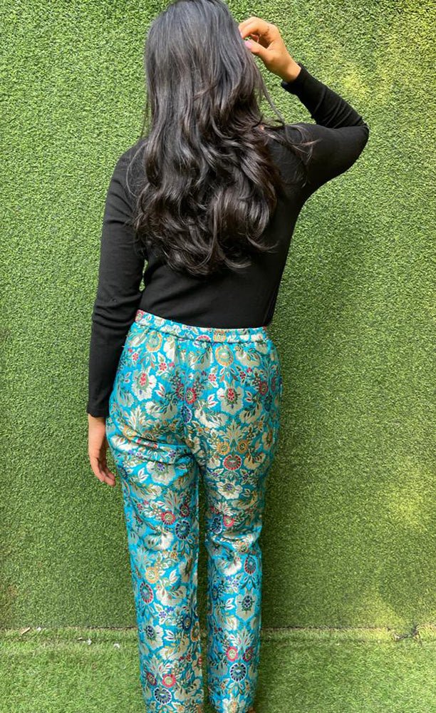 Blue Banarasi Kim Khwab Pant - Luxurion World