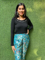 Blue Banarasi Kim Khwab Pant - Luxurion World