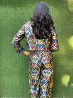 Blue Banarasi Kim Khwab Top and Capri Set - Luxurion World