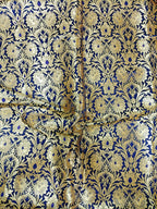 Blue Banarasi Kimkhwab Silk Meenakari Fabric  ( 0.5 Mtr ) - Luxurion World