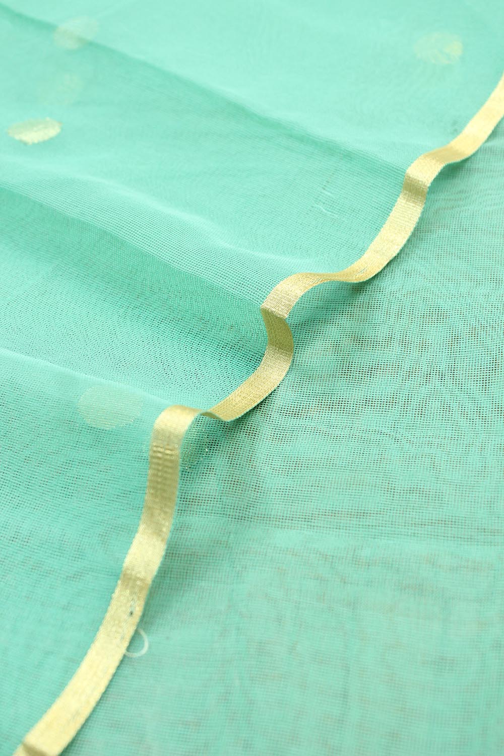 Blue Banarasi Net Booti Design Fabric ( 1 Mtr ) - Luxurion World