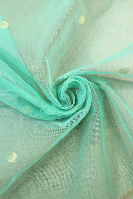 Blue Banarasi Net Booti Design Fabric ( 1 Mtr ) - Luxurion World