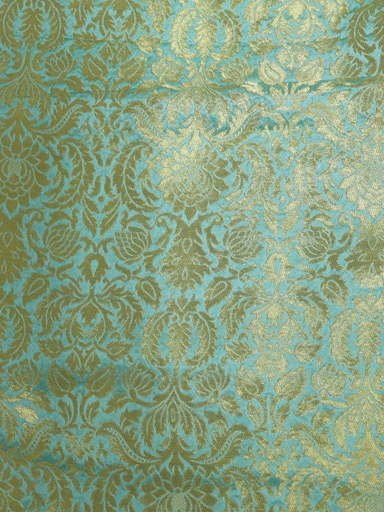 Blue Banarasi Silk Brocade Fabric ( 0.8 Mtr )