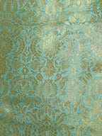 Blue Banarasi Silk Brocade Fabric ( 0.8 Mtr ) - Luxurion World