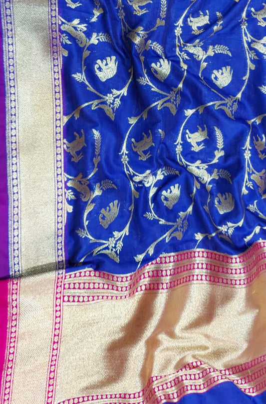 Blue Banarasi Silk Dupatta - Luxurion World