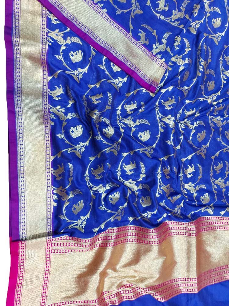 Blue Banarasi Silk Dupatta - Luxurion World