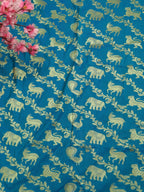 Blue Banarasi Silk Fabric (0. 75 Mtr) - Luxurion World