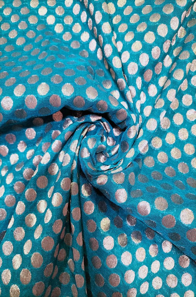 Blue Banarasi Silk Fabric ( 0.8 Mtr) - Luxurion World