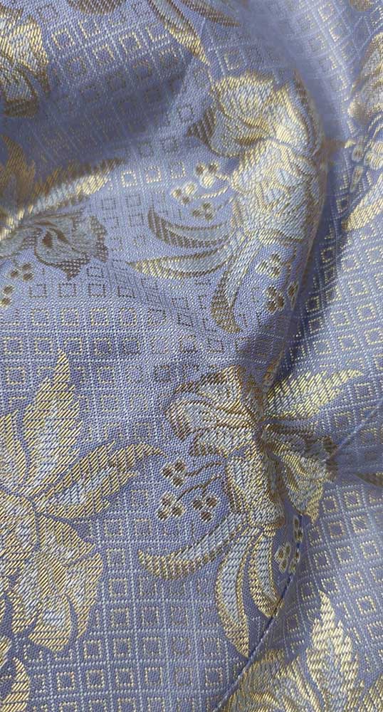 Blue Banarasi Silk Fabric ( 1 Mtr ) - Luxurion World