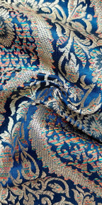 Blue Banarasi Silk Fabric ( 1 Mtr ) - Luxurion World