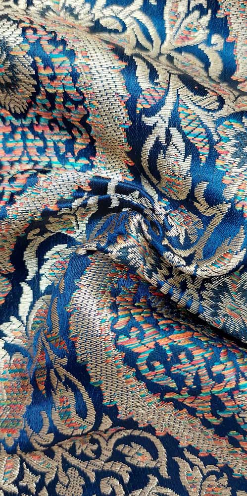 Blue Banarasi Silk Fabric ( 1 Mtr ) - Luxurion World