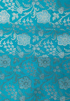 Blue Banarasi Silk Fabric ( 1 Mtr ) - Luxurion World