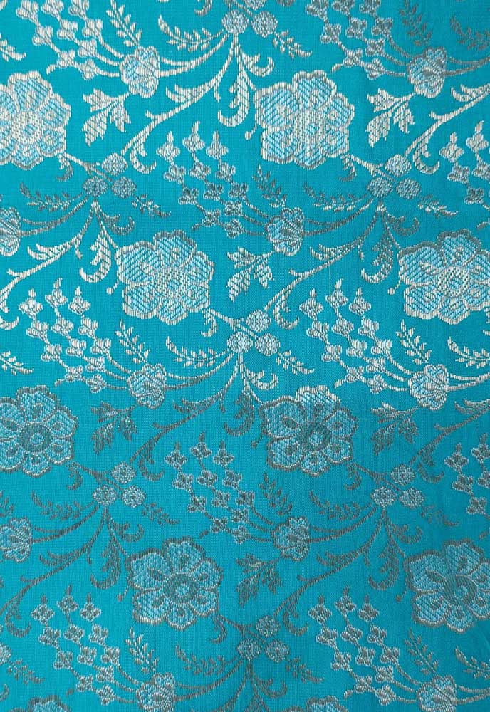 Blue Banarasi Silk Fabric ( 1 Mtr ) - Luxurion World