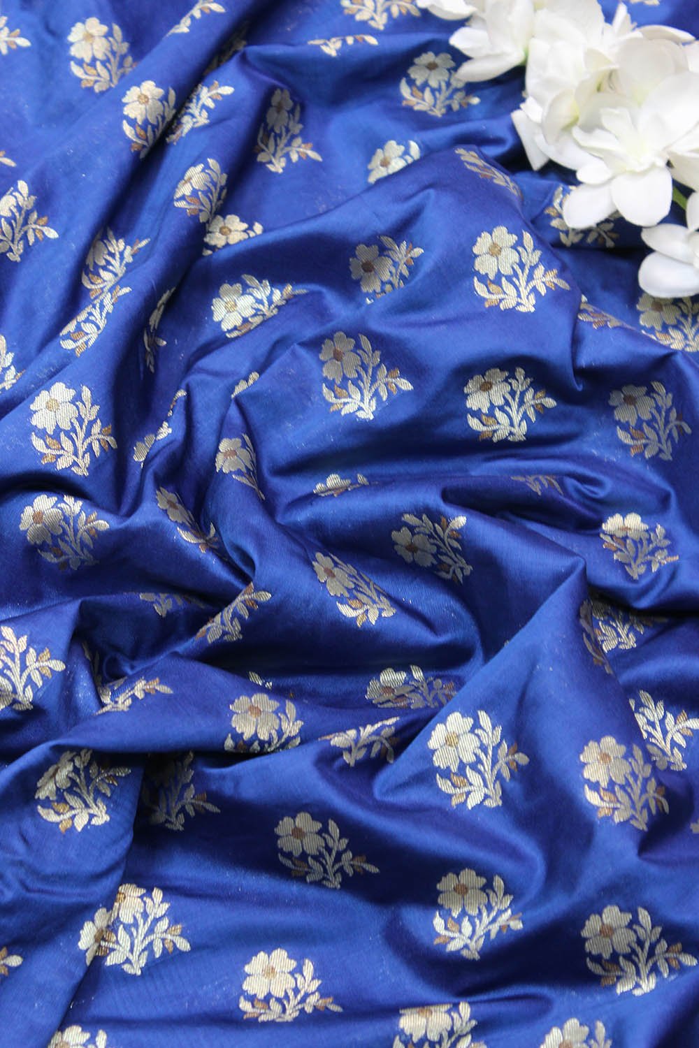 Blue Banarasi Silk Fabric ( 1 Mtr ) - Luxurion World