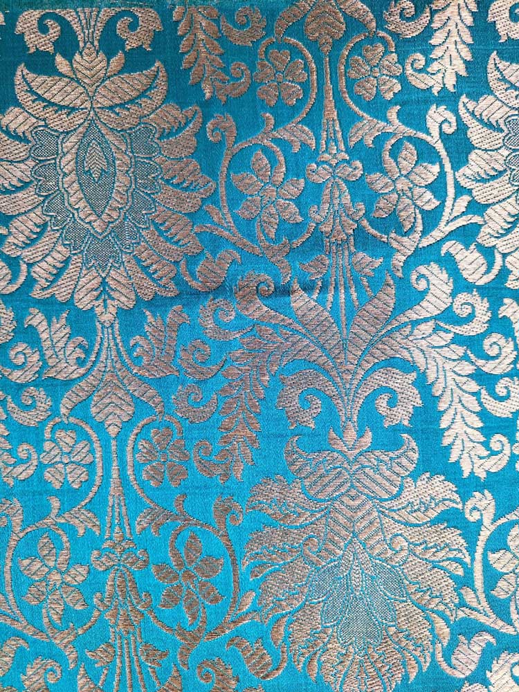 Blue Banarasi Silk Fabric ( 1 Mtr ) - Luxurion World