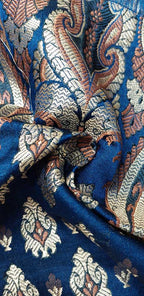 Blue Banarasi Silk Fabric ( 1 Mtr ) - Luxurion World