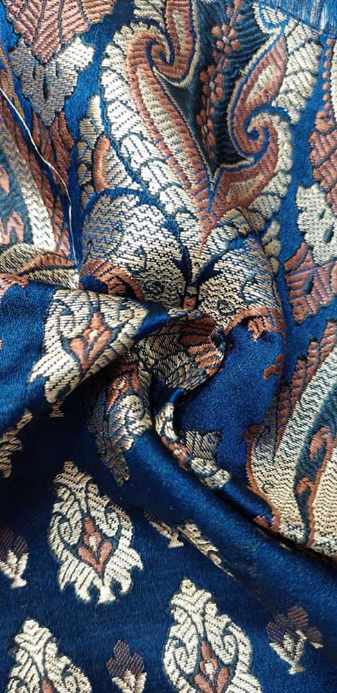 Blue Banarasi Silk Fabric ( 1 Mtr ) - Luxurion World