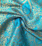 Blue Banarasi Silk Fabric ( 1 Mtr ) - Luxurion World