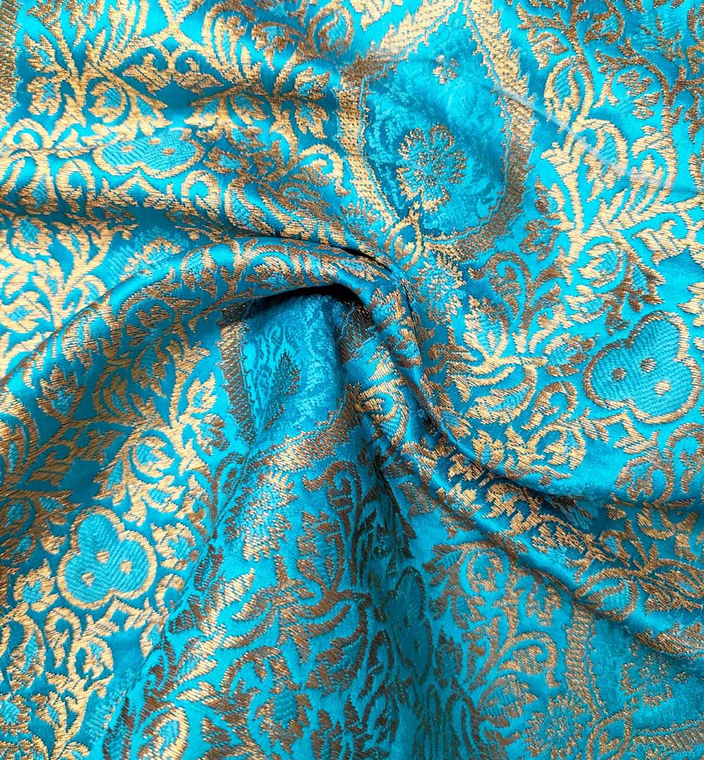 Blue Banarasi Silk Fabric ( 1 Mtr ) - Luxurion World