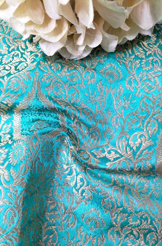 Blue Banarasi Silk Fabric ( 1 Mtr )